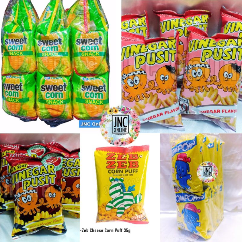 ZebZeb Pompoms Vinegar Pusit Sweetcorn Big Boy Jumbo Packs 30g Pinoy