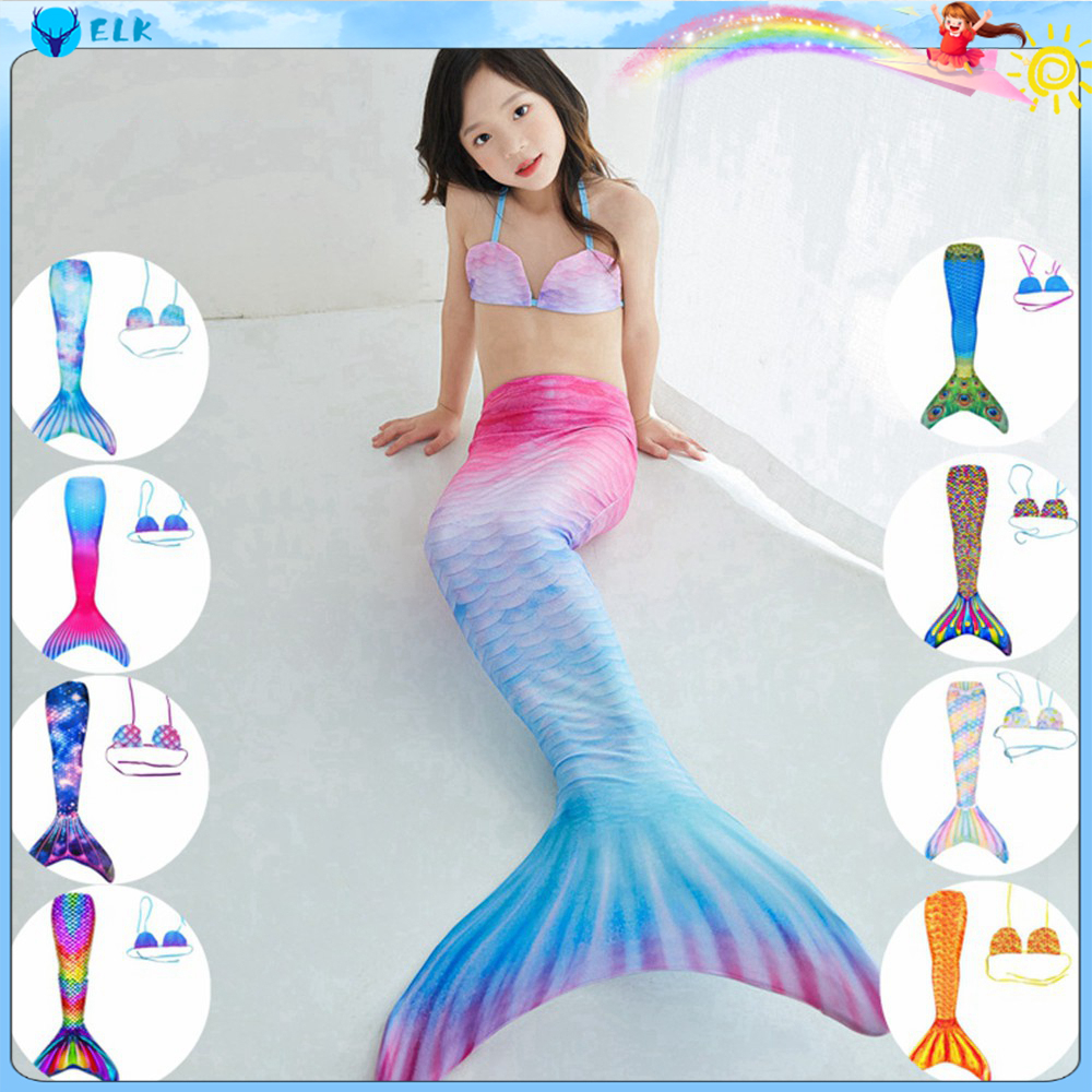 【Local shipment】Parent-Child Swimwear Children's Mermaid Tail Swimming ...