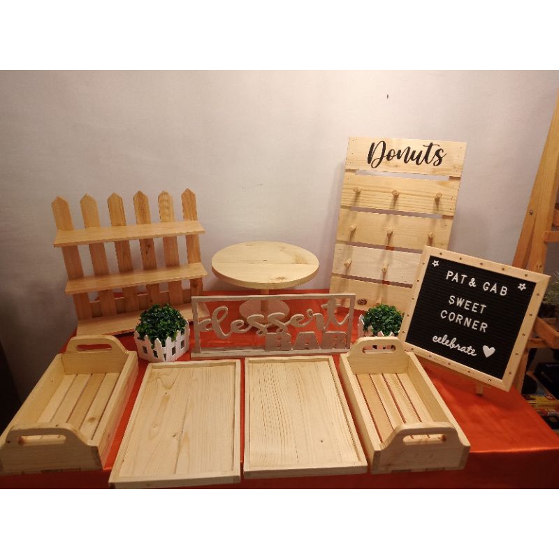 RUSTIC SWEET CORNER EQUIPMENT SET B (8pcs) For DIY DESSERT/CANDY BUFFET ...