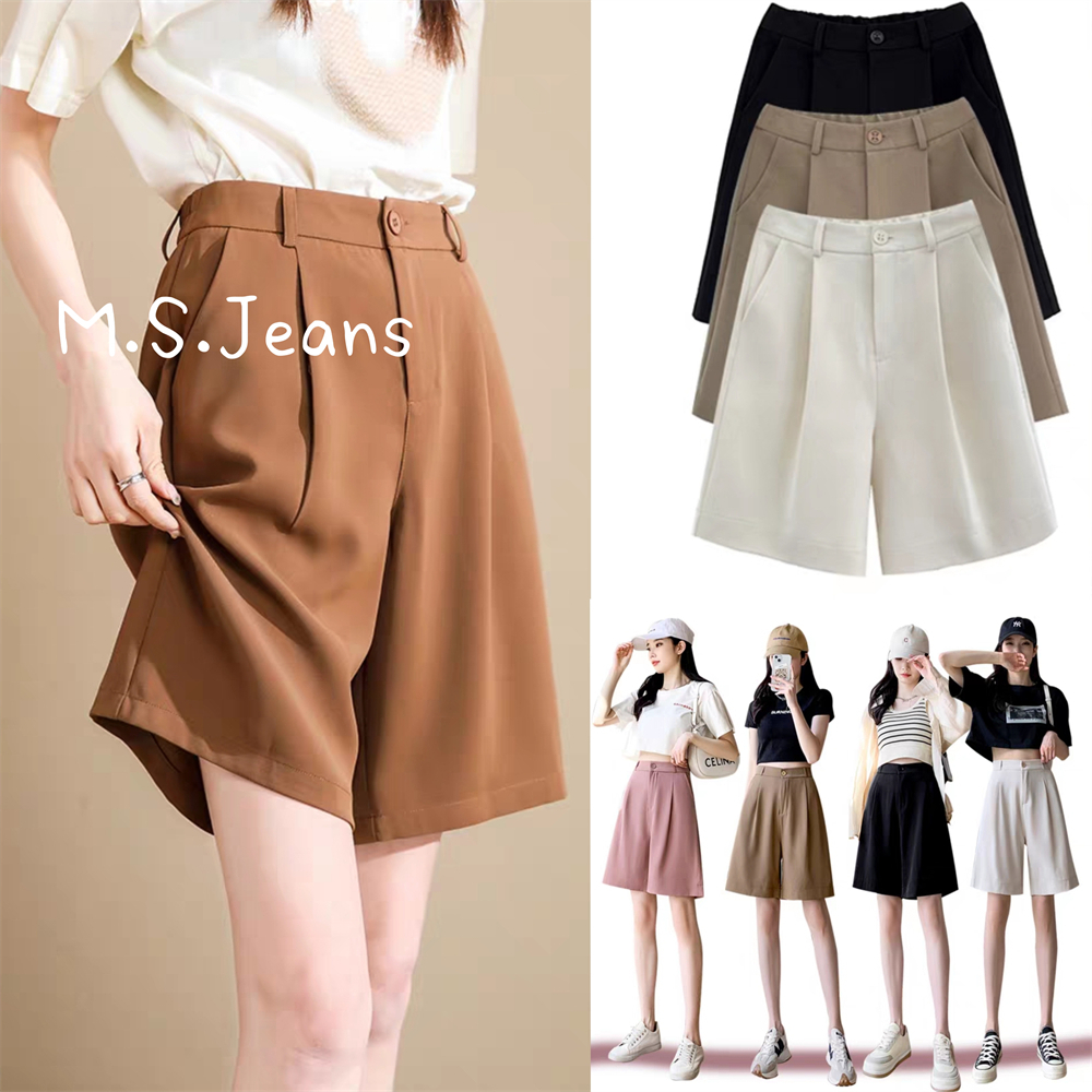 Elegant suit shorts women solid high waist main image 0