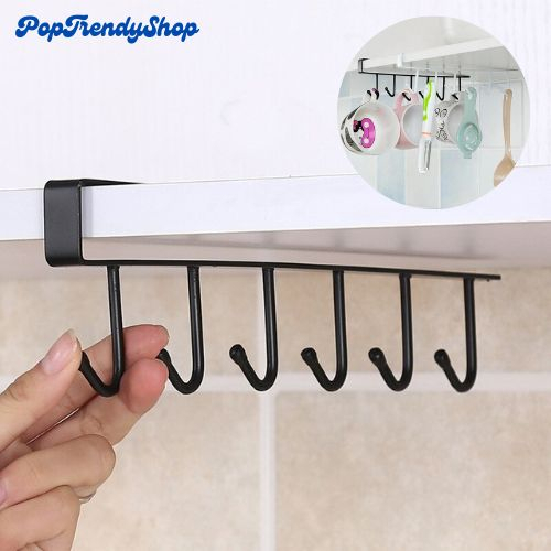 Cupboard Hanging Storage Rack Home Living Organizer 6 Hooks Hanging ...