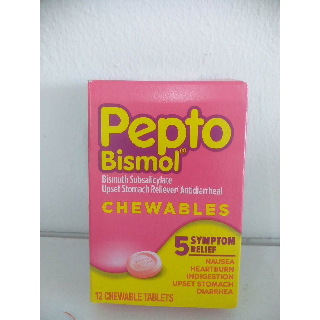 Pepto Bismol Chewable Tablets 5 symtoms relief 12 Ct | Shopee Philippines