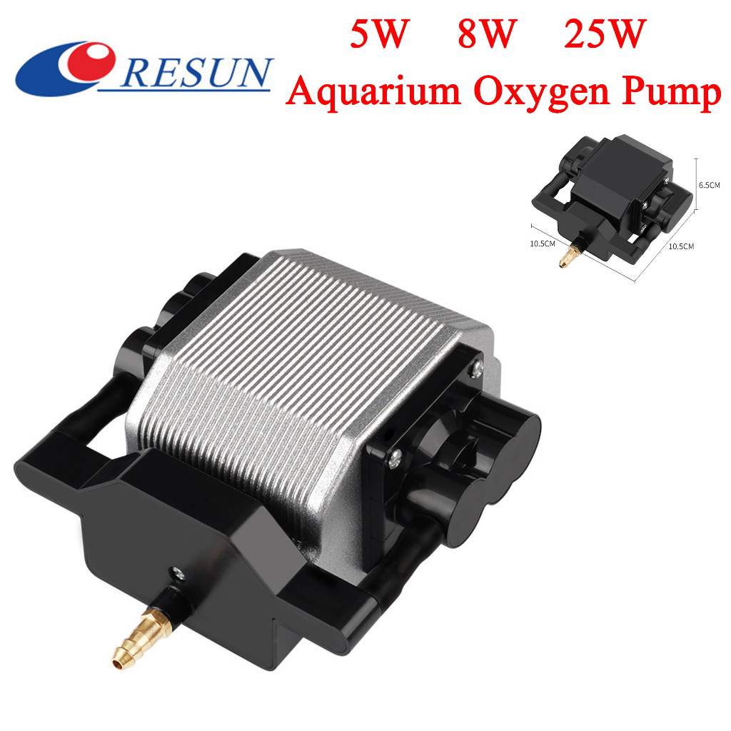 RESUN 5W 8W 25W Aquarium Oxygen Pump Compressor Air Pump Large Output Fish Tank Oxygenation