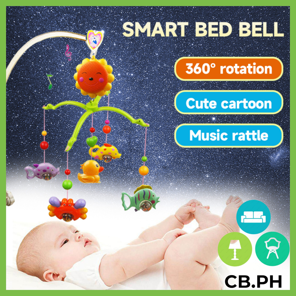 CB.PH Cartoon Baby Mobile for Crib 360° Rotating Musical Sunflower ...
