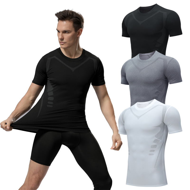 G816# High Quality Men's Sports DRI-FIT T-shirts Compression short ...