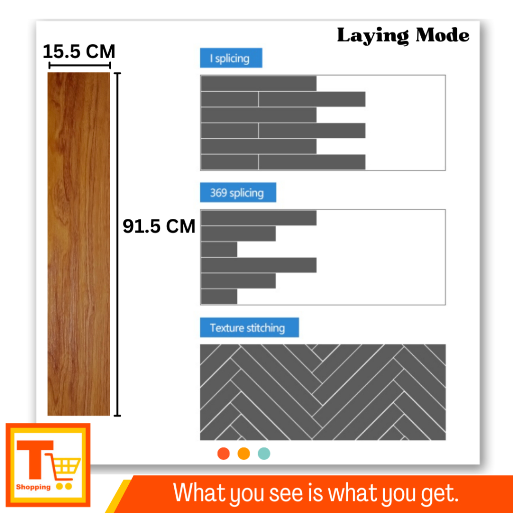 6PCS/SET FLOOR STICKER VINYL TILES (RECTANGLE) WATERPROOF WITH ...