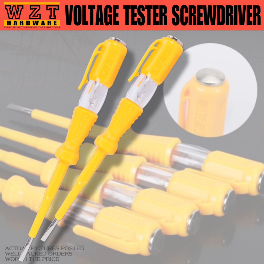VOLTAGE TESTER SCREWDRIVER PEN WITH LED ( 100v 500v ) Shopee
