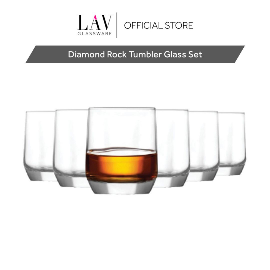 LAV 3Piece or 6Piece Rock Glass Tumbler Set (10 1/2 oz) Whiskey