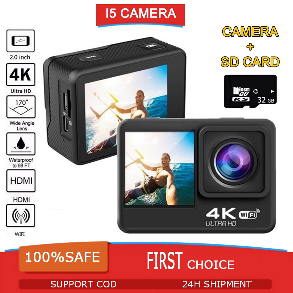AUSEK Dual Screen Action Camera 4K 60FPS 20MP 2.0 Touch LCD EIS Remote