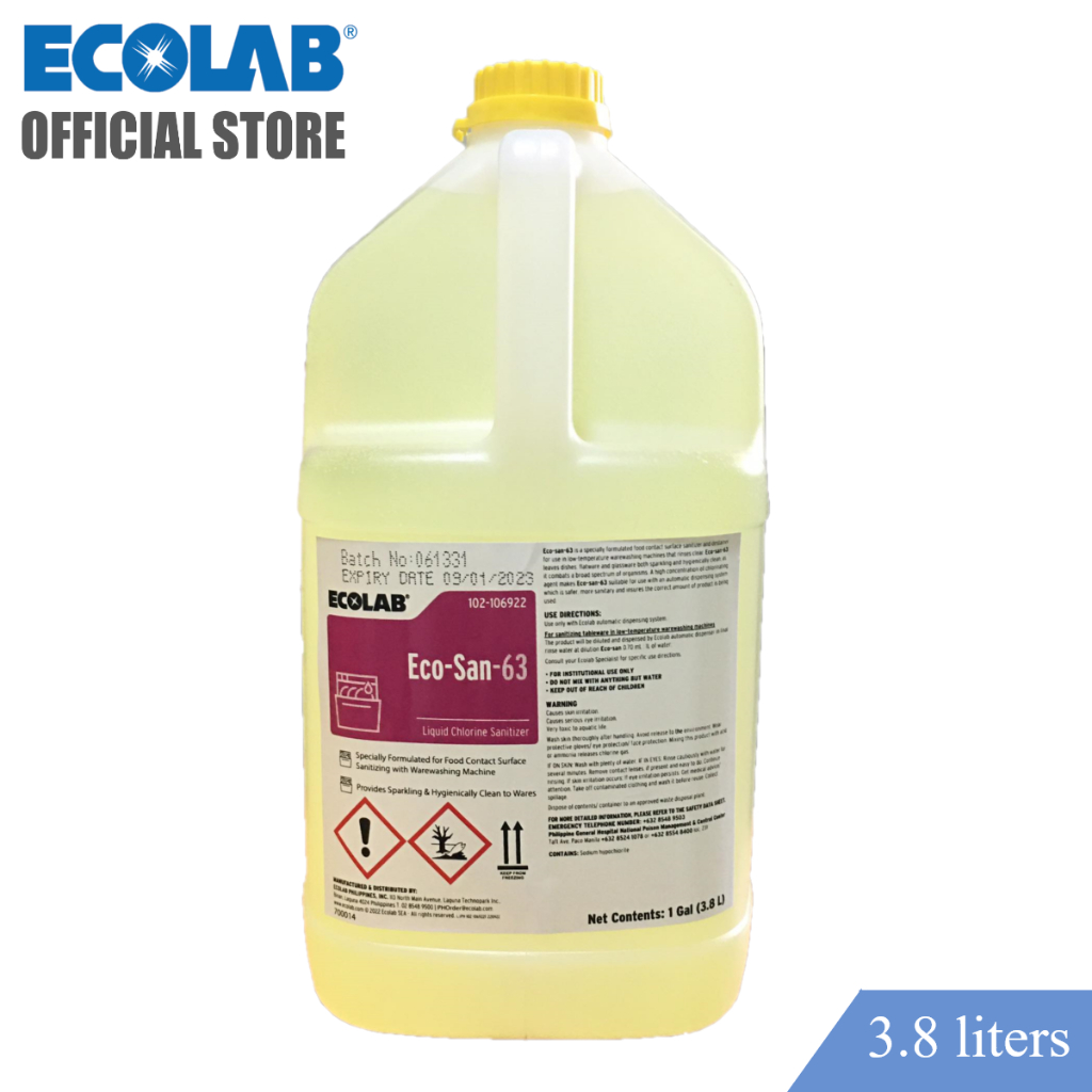 EcoSan (Liquid Chlorine Sanitizer) 3.8 liters/ gallon x 4 gallons