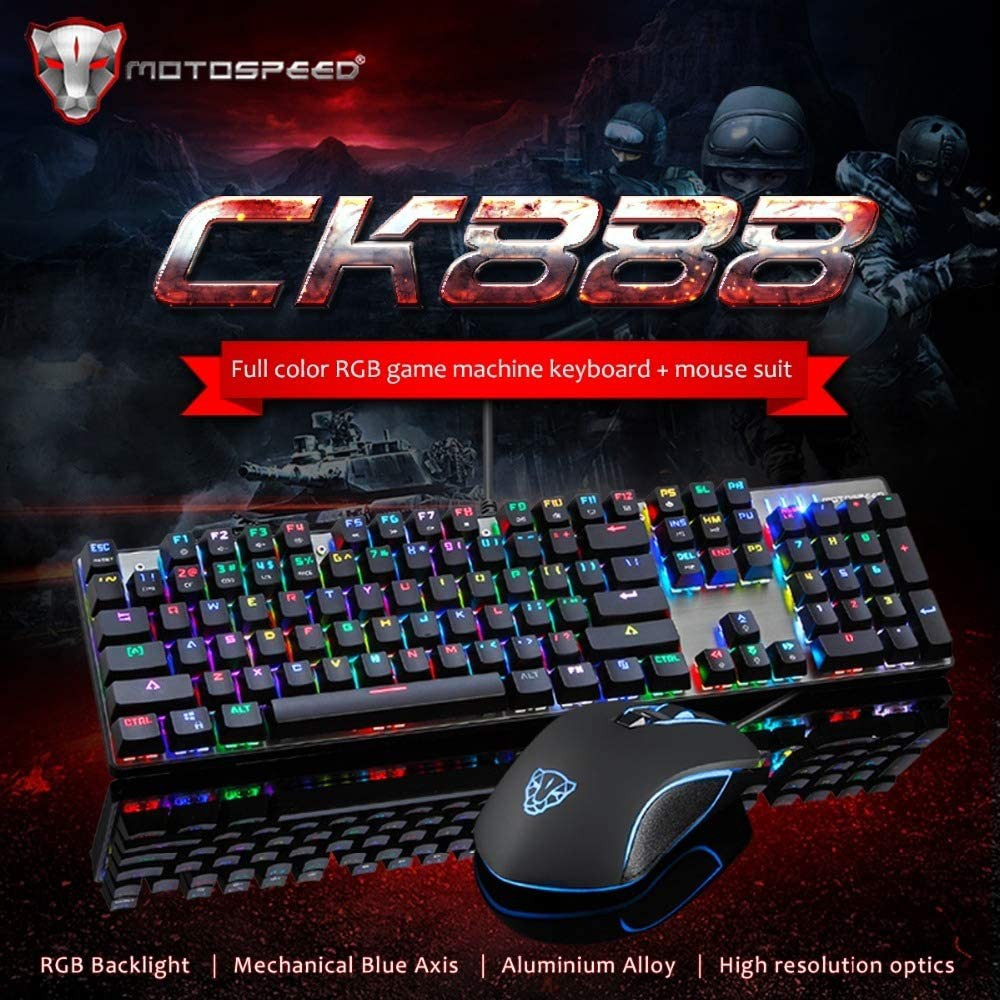 Motospeed CK888 Wired Mechanical Gaming Keyboard and Mouse Combo ...