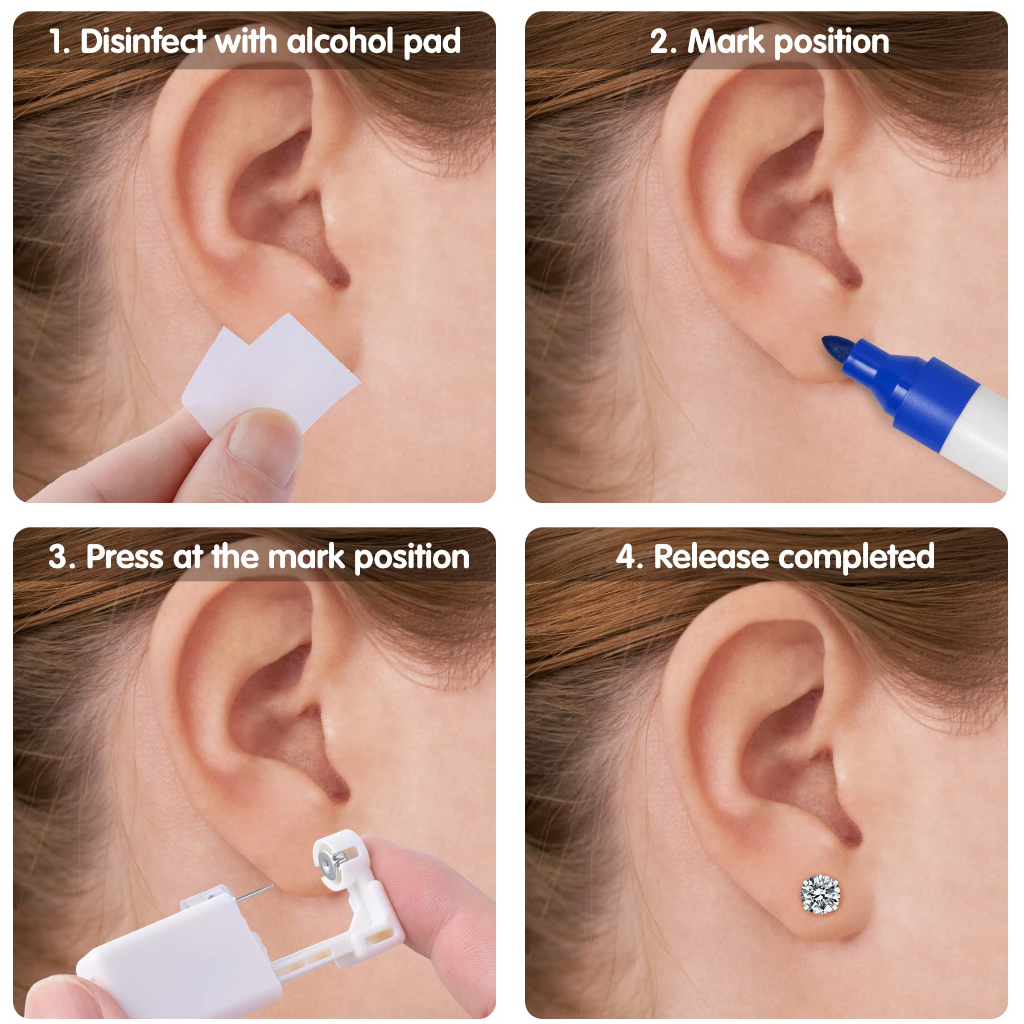 2pcs Painless Ear Piercing Gun Set Disposable Safety Asepsis Piercing Tool Kit With Ear Studs Shopee Philippines