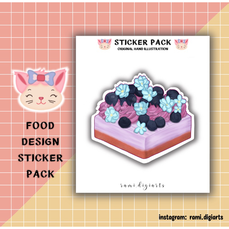 Blueberry Icing Cake Design Sticker (Planner/Journal Sticker Sheet ...