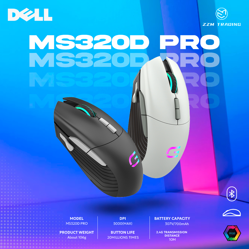 Dell MS320D Pro Gaming Mouse 125x66x42mm 2.4G wireless 5000(MAX) DPI ...
