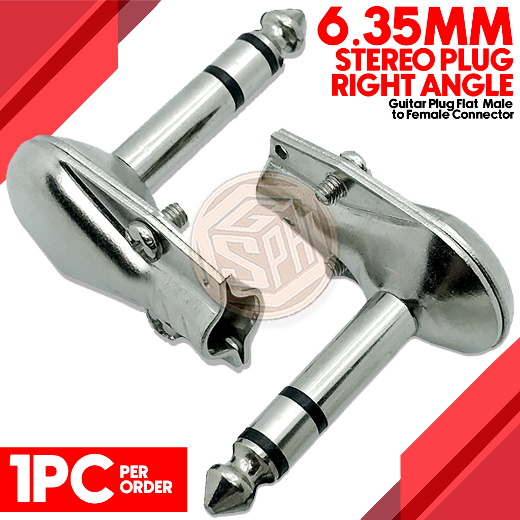 GS 6.35mm Stereo Right-Angle Guitar Plug – Flat Male to Female Audio ...