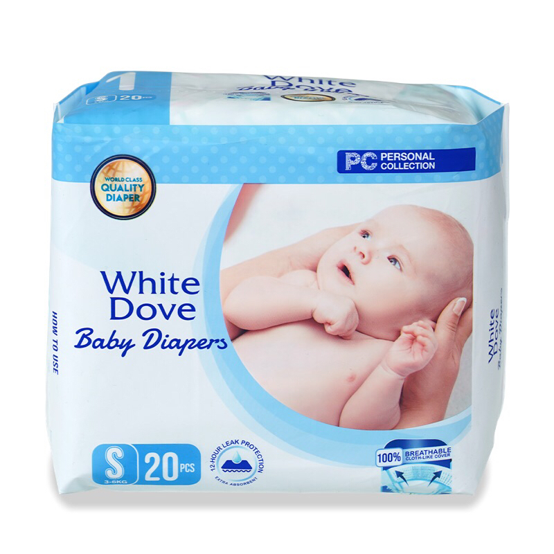 PERSONAL COLLECTION WHITE DOVE SMALL (S) Baby Diapers 20 PCS Shopee