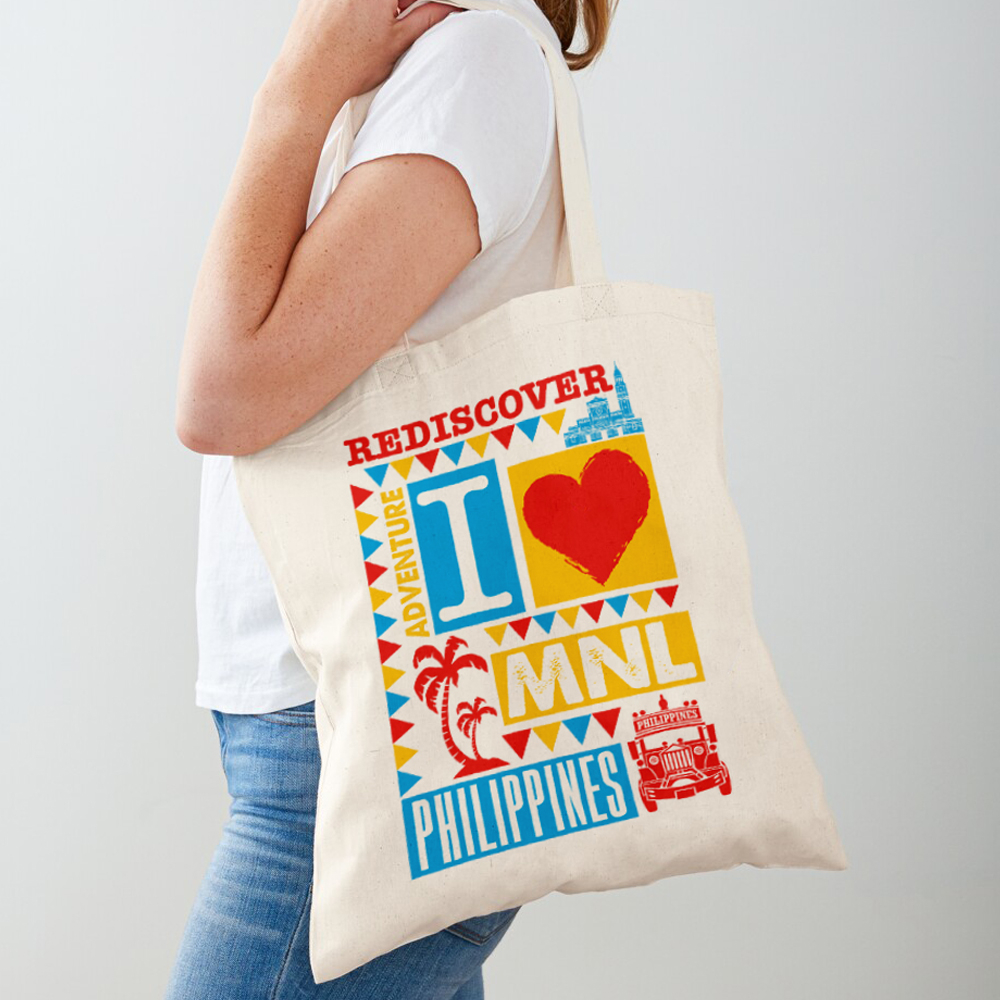 I Love Manila Design Bags Fashion Canvas Tote Bag White Canvas Shoulder