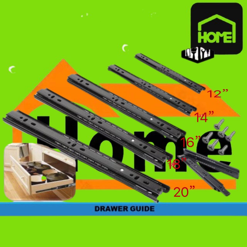 (PER PAIR) Drawer Guide Full Extension Ball Bearing Heavy Duty (12 ...