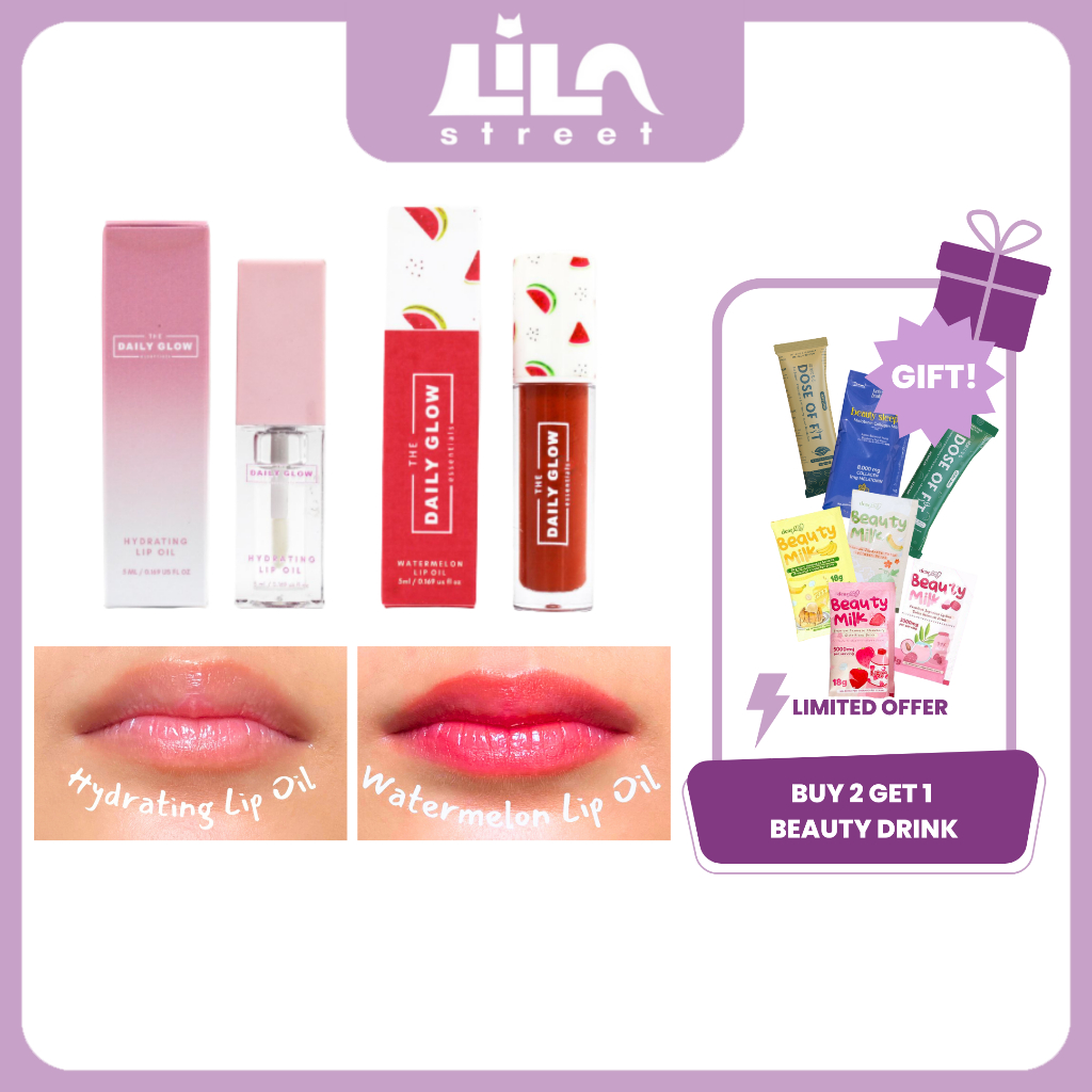 Watermelon Hydrating Lip Oil and Clear Lip Oil NonSticky Subtle Tint Hydrating 5g The Daily