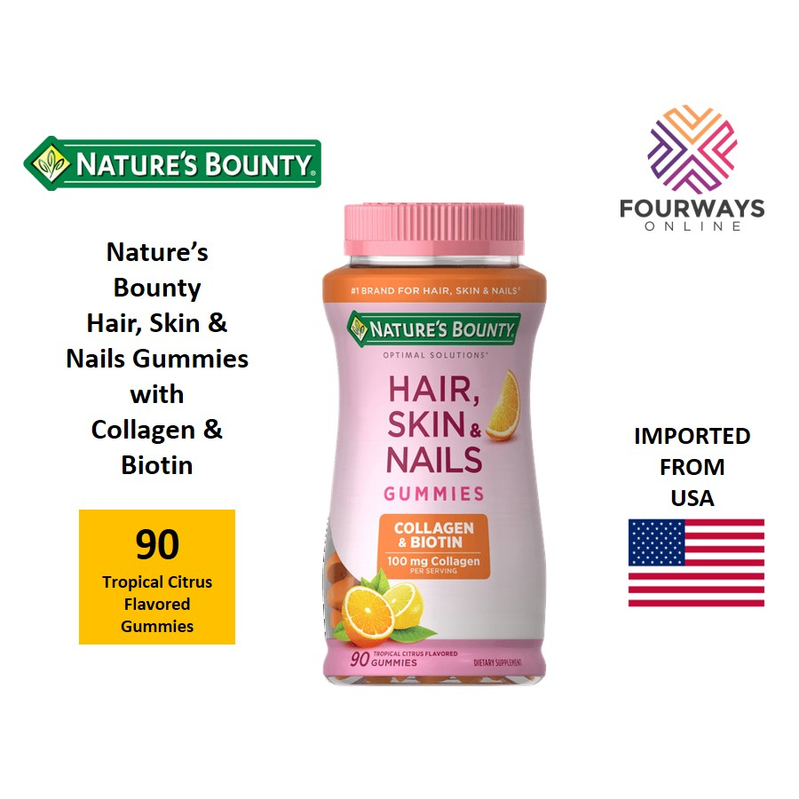 Nature's Bounty Hair, Skin & Nails w/ Collagen & Biotin Gummies (90ct