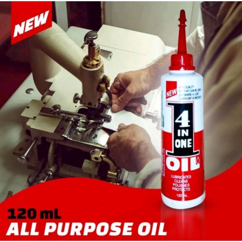 4 IN 1 MULTIPURPOSE LUBRICANT OIL , SEWING OIL 120ML CLEAN POLISH ...