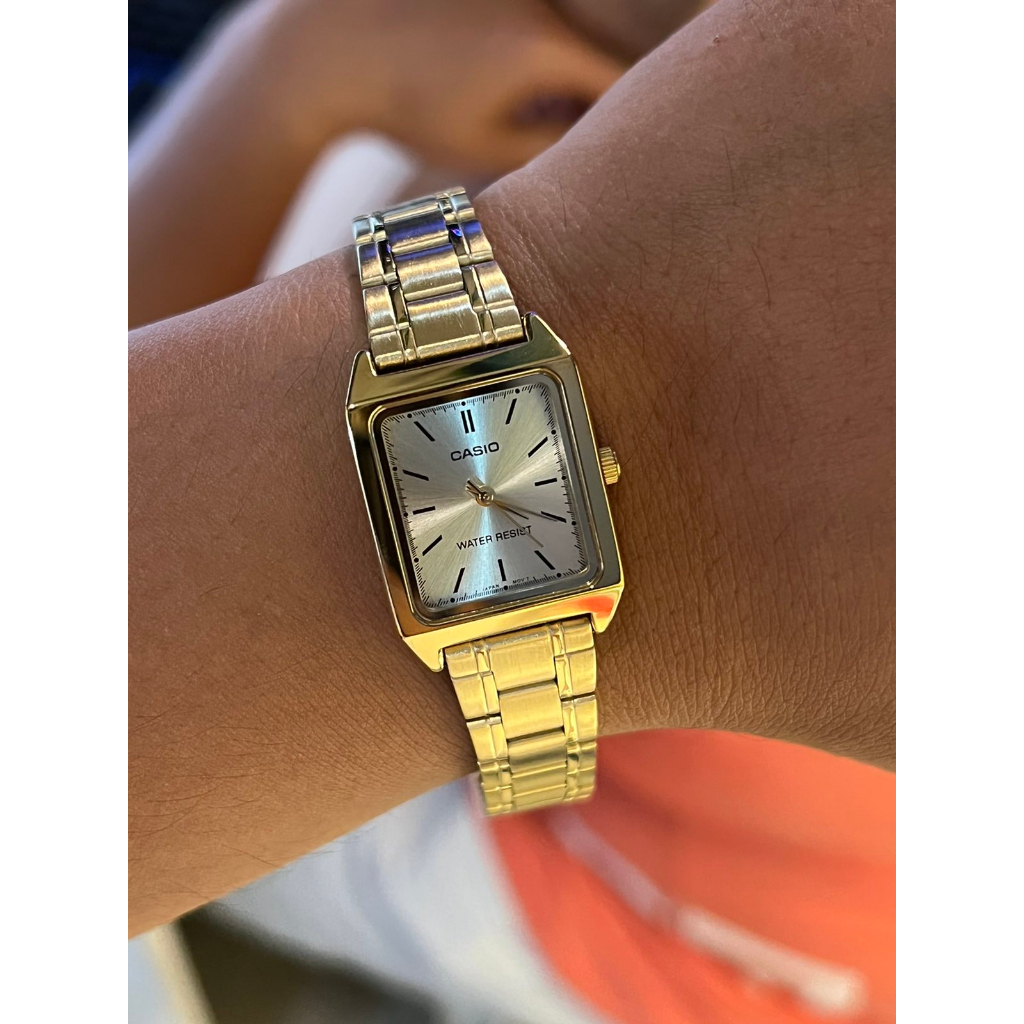 ORIGINAL CASIO Analog Tank Stainlesssteel Ladies Gold Watch LTPV007G