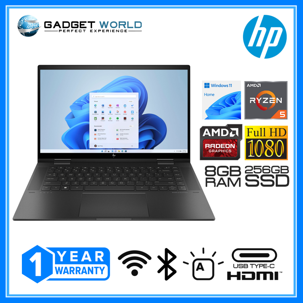 HP ENVY 2in1 15.6" TouchScreen Laptop AMD Ryzen 5 8GB RAM/256GB SSD