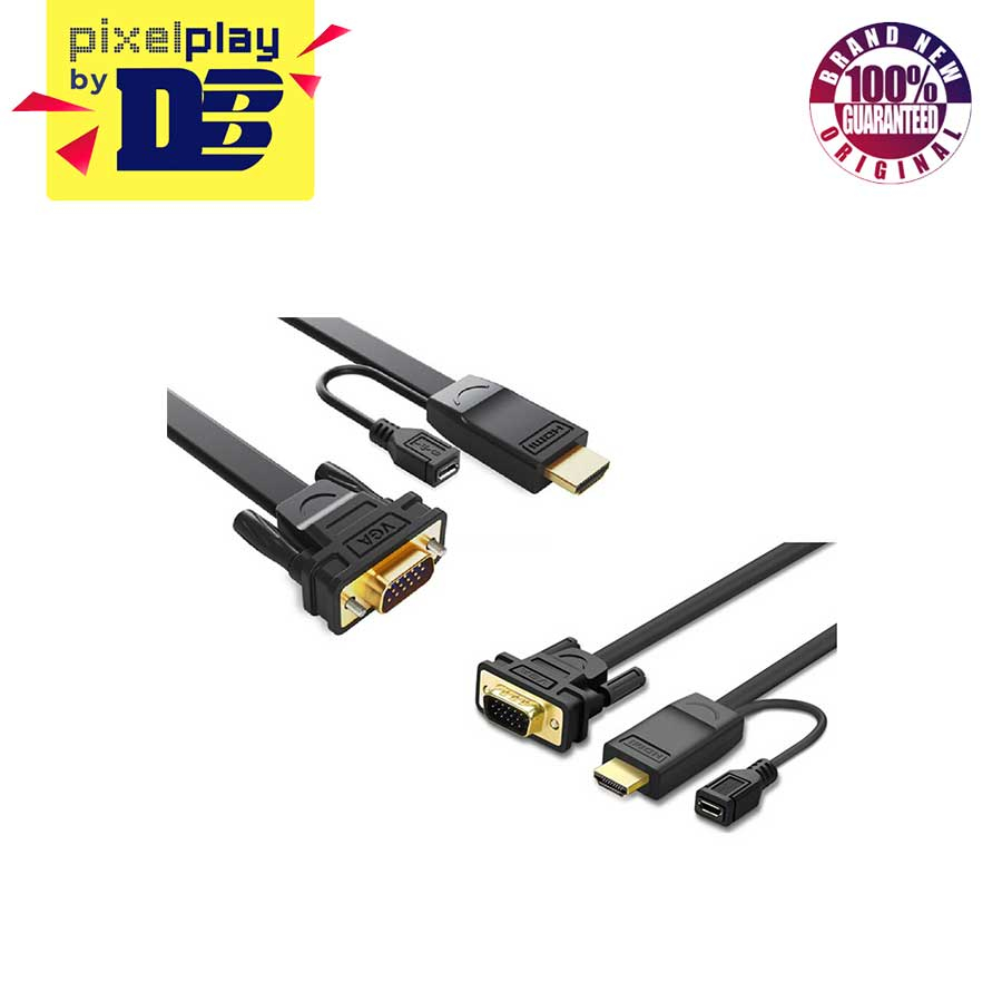 UGreen HDMI TO VGA Converter Round Cable 1.5M (Black) (MM101/30449