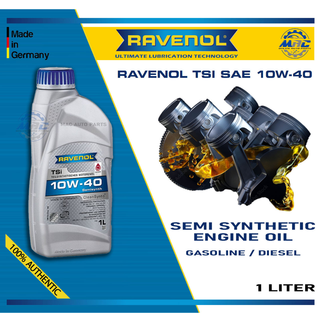 RAVENOL TSI 10W-40 GASOLINE AND DIESEL ENGINE OIL 1 LITER SEMI ...