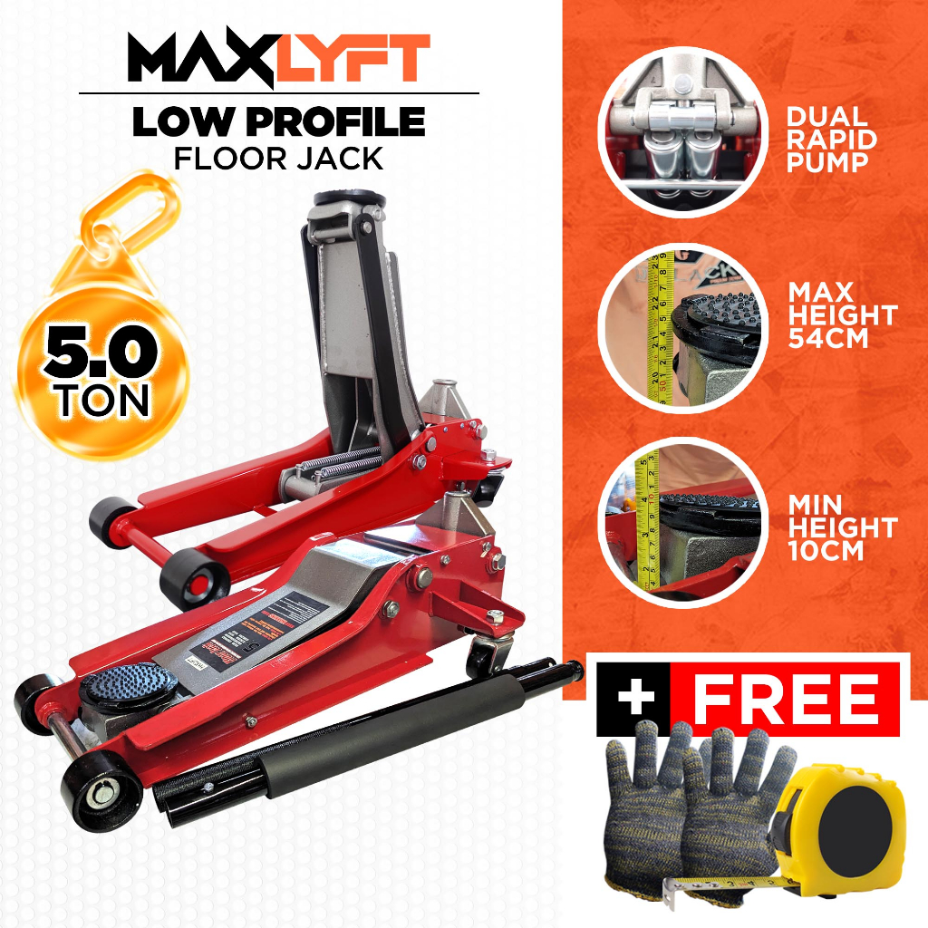 MAXLYFT Heavy Duty Industrial Low Profile Floor Jack 5.0 Tons Extremely