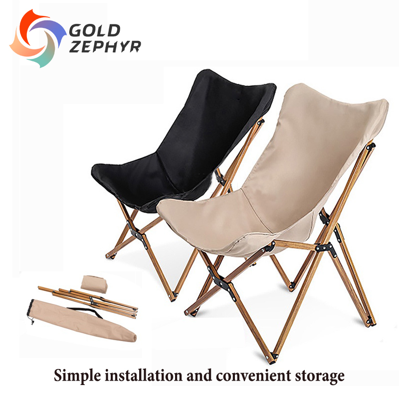 Outdoor Aluminum Folding Chairs Wood Grain Camping Chairs Portable
