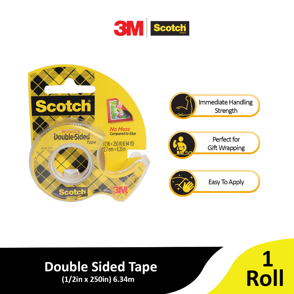 3M Scotch Double Sided Tape 136 (1/2inx250in)6.35m [MS136] | Shopee ...