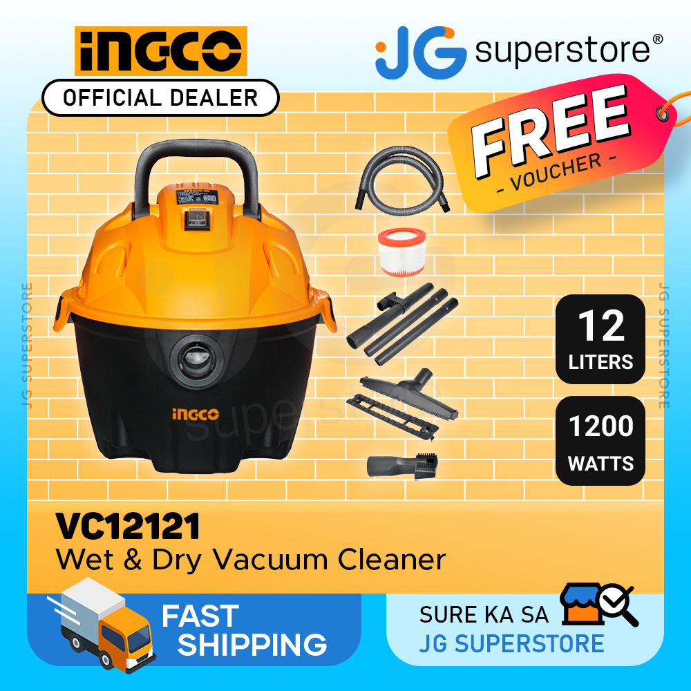 INGCO VC12121 1200W 2 in 1 Wet and Dry Vacuum Cleaner w/ 12L Dust