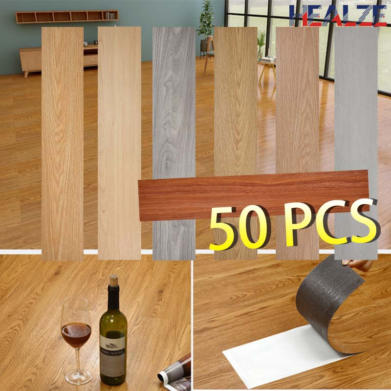 50PCS Floor Mat Stickers Waterproof Self Adhesive PVC Wooden Vinyl