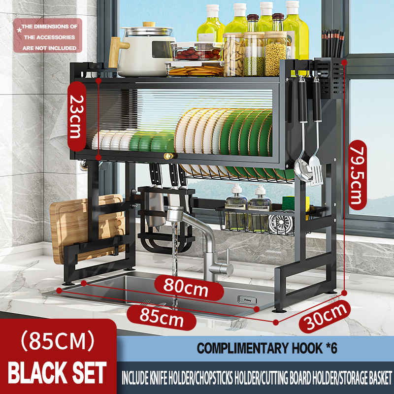 RAMEY Dish Rack With Door Kitchen Metallic Sink Rack Multi