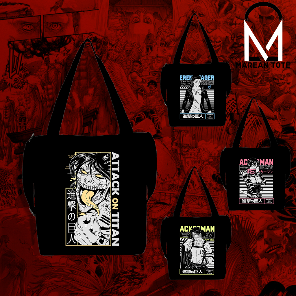 MAREAN TOTE Attack On Titan Anime Black Tote Bags Sling Crossbody Bag ...