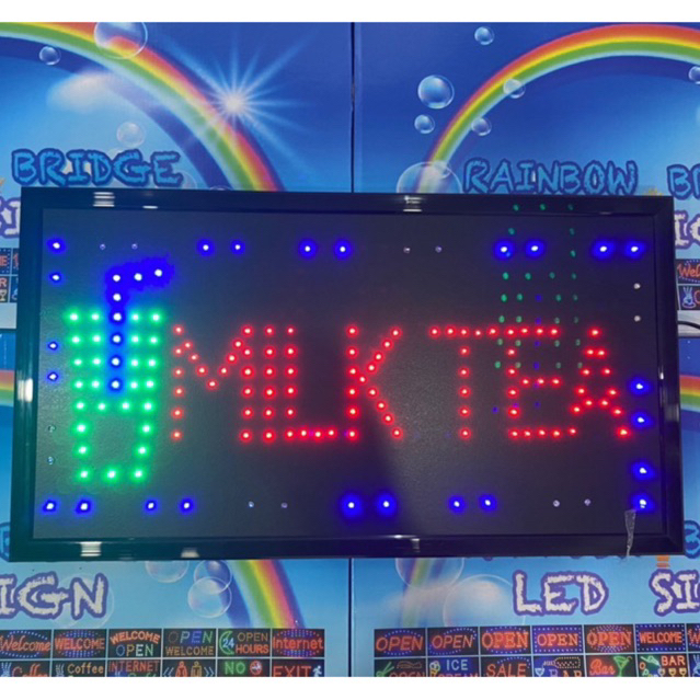 RAINBOW BRIDGE LED SIGNAGE CUPS MILK TEA (New-Small-Large) #SIZE: W48cm ...