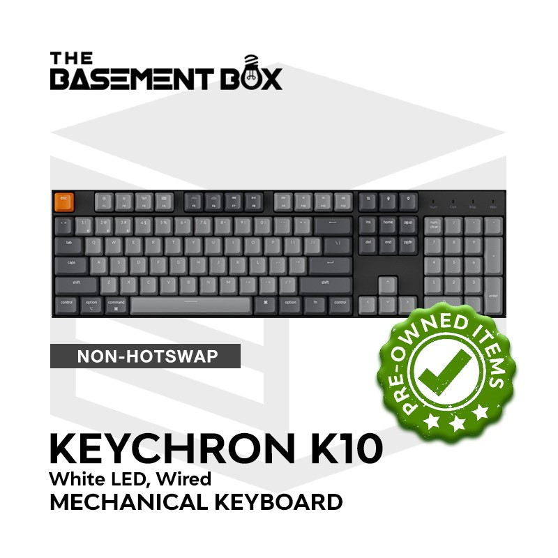 Keychron K10 Mechanical Keyboard (Full 104 Keys, Wired/Bluetooth, White