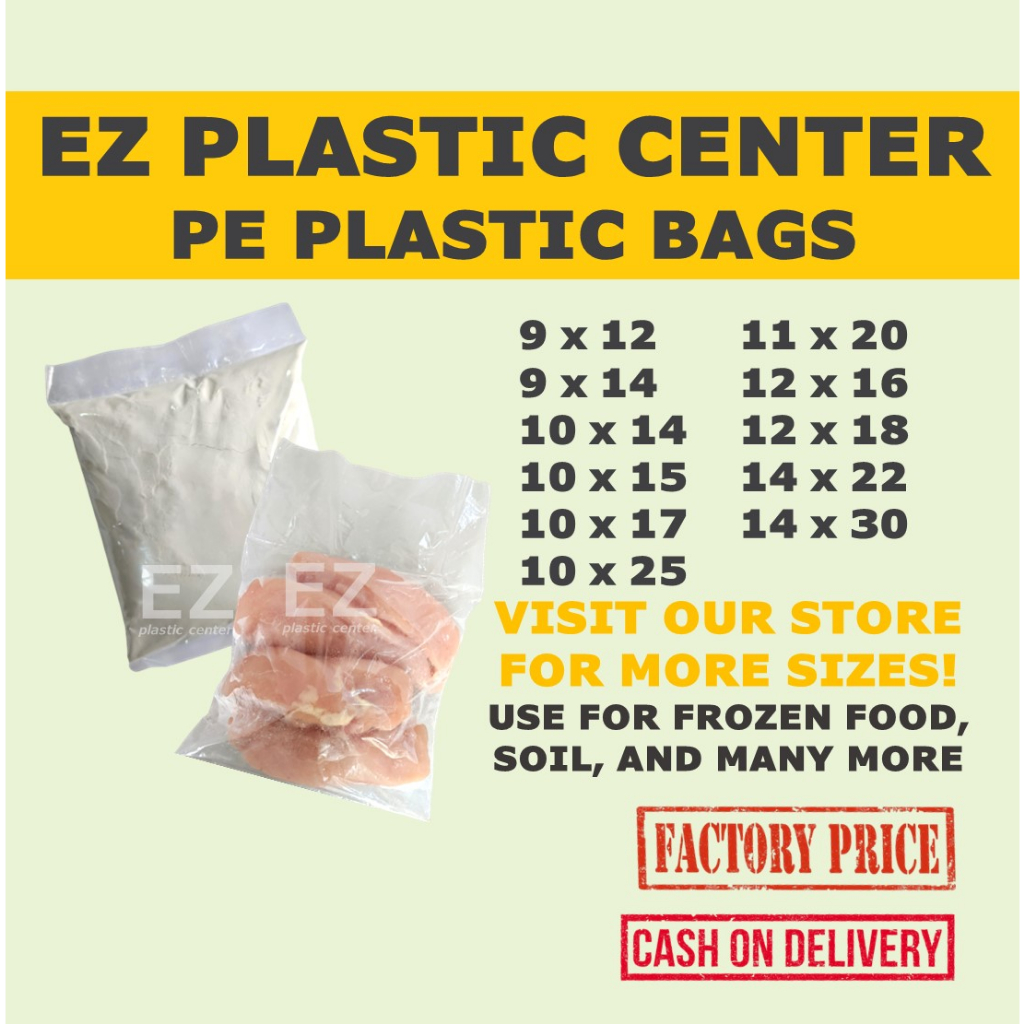 PE Plastic Bags 9 to 14 inches (100pcs) Shopee Philippines
