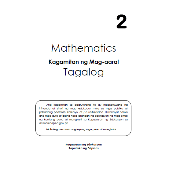 Grade 2 Math Learner's Material Tagalog from DepEd Tambayan Colored