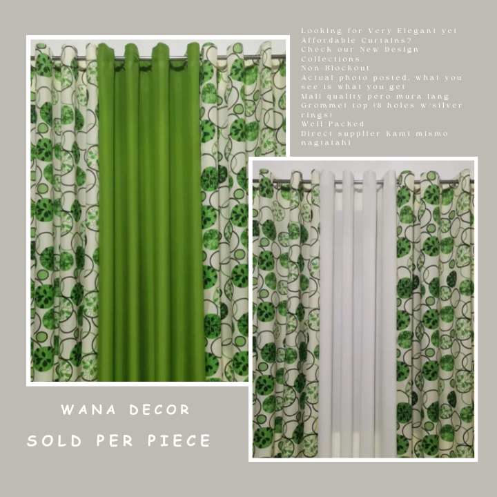 WANA - Polca Green Ring Curtain Cretona Fabric Window Curtain Sold per ...