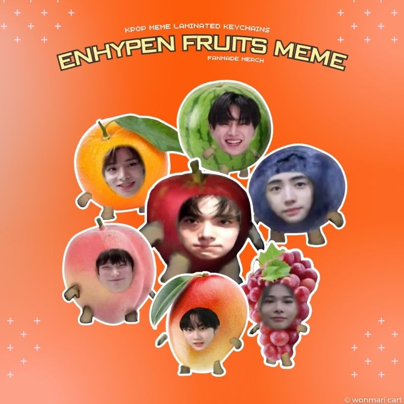 ENHYPEN Fruits Meme Laminated Photo Keychains Back-to-back | Shopee ...