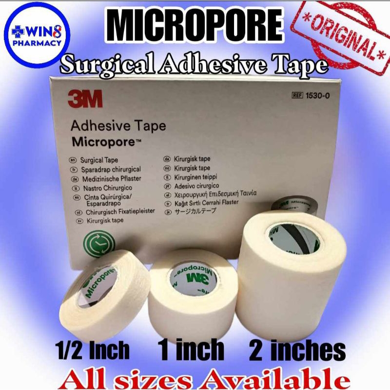 3M Micropore Surgical Tape 1/2, 1 and 2inches (per piece) Shopee