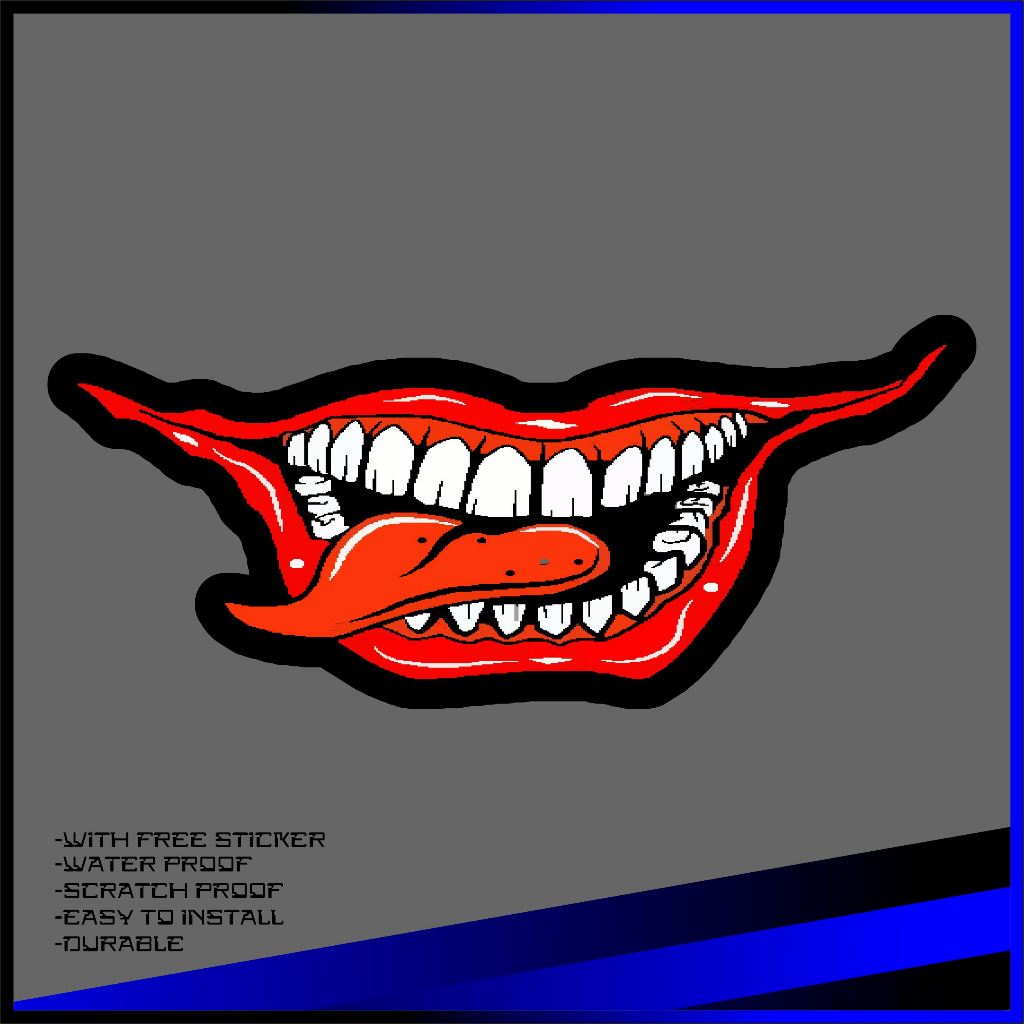 Scary Devil Tooth Helmet Car Stickers Waterproof Camper Van 13cm ...