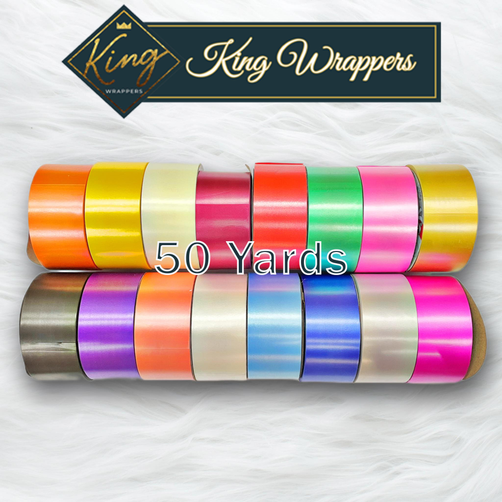 50 Yards | 3cm, 5cm & 7cm | Plastic Ribbon Gift Wrapping Ribbon Flower ...
