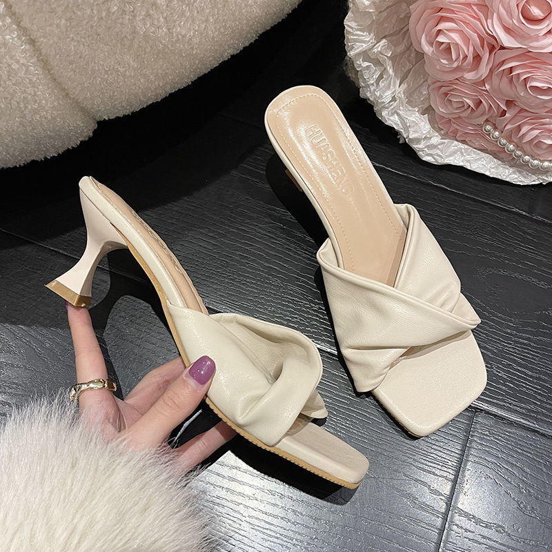 TOP WOMEN PH 2023 Stiletto Sandals Slippers Temperament Retro One Word ...