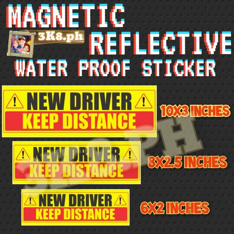 NEW DRIVER REFLECTIVE MAGNETIC CAR STICKER | RECTANGULAR REFLECTIVE ...
