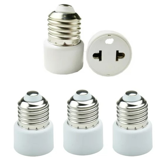 E27 3 Prong US/EU Light Bulb Socket Adapter, Polarized Light Socket Outlet, Light Socket to Plug