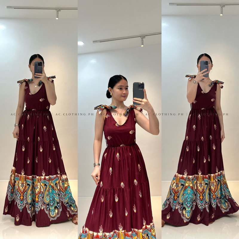 LUCY TIE KNOT STRAP MAXI DRESS Shopee Philippines