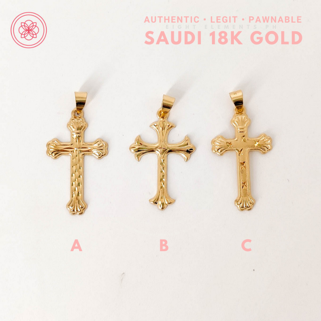 COD PAWNABLE 18k Legit Original Pure Saudi Gold Roman Catholic Large Latin Half Cross Pendant